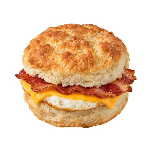 Ilustração de Sanduíche de ovo, no pãozinho tipo biscuit, com bacon e queijo