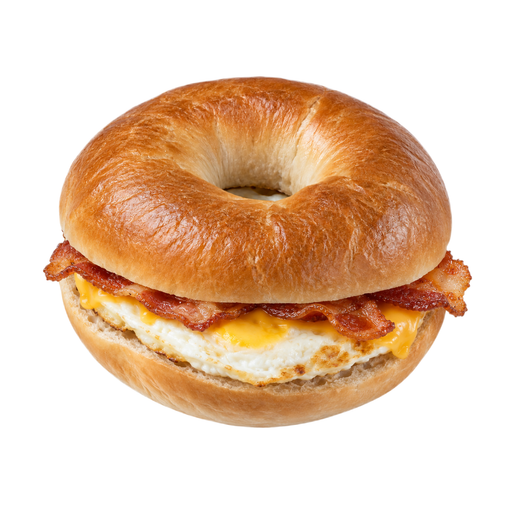 Ilustração de Sanduíche de ovo, no bagel, com bacon