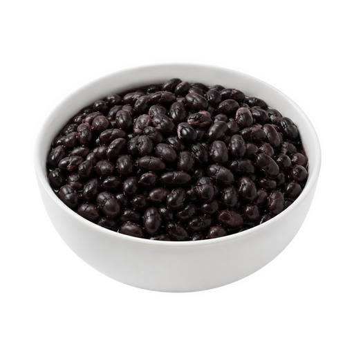 Illustration of Black beans, from dried, fat added