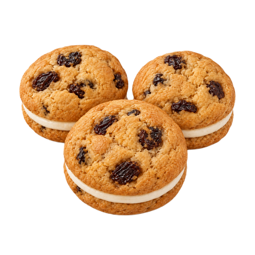 Ilustración de Galleta de pasas tipo sándwich, rellena de crema