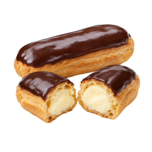 Ilustração de Carolina ou éclair, recheado com creme de ovos ou creme, com glacê