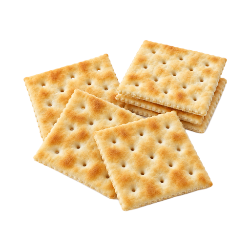 Ilustração de Biscoitos salgados, tipo água e sal, com teor reduzido de gordura