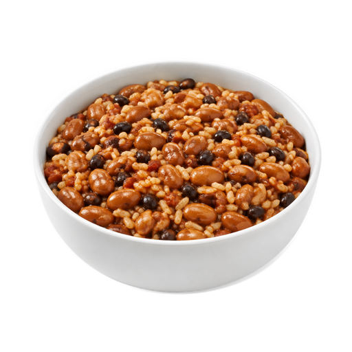 Illustration of Beans and rice, with tomatoes