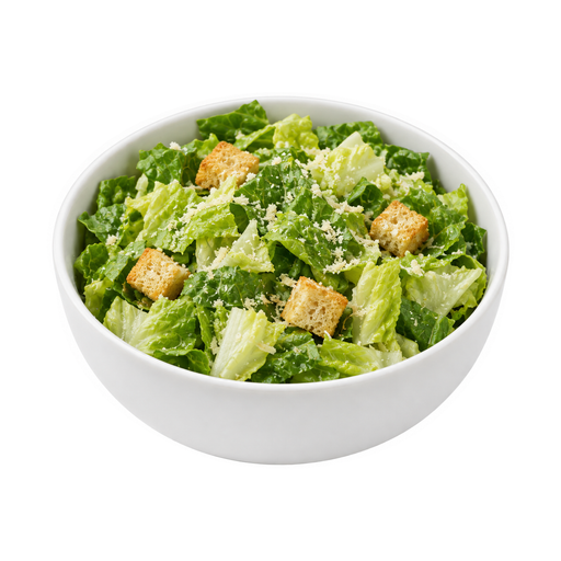 Illustration of Caesar salad, with romaine, no dressing