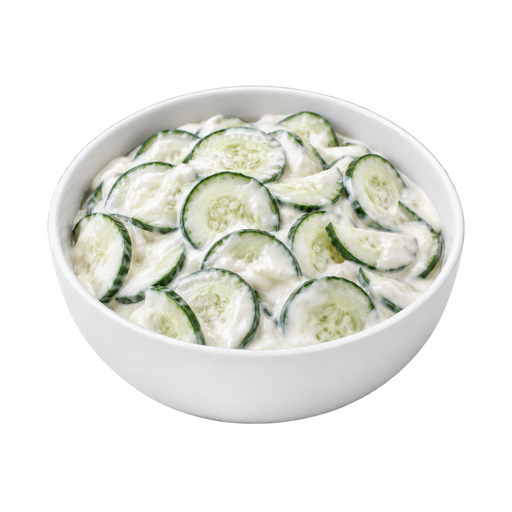 Ilustración de Ensalada de pepino hecha con aliño de crema agria