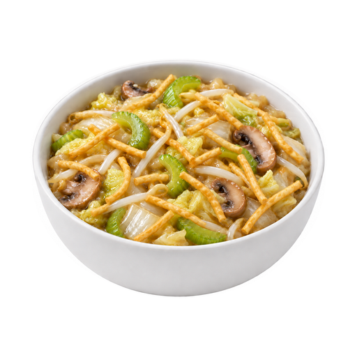 Illustration of Chow mein or chop suey, meatless, with noodles